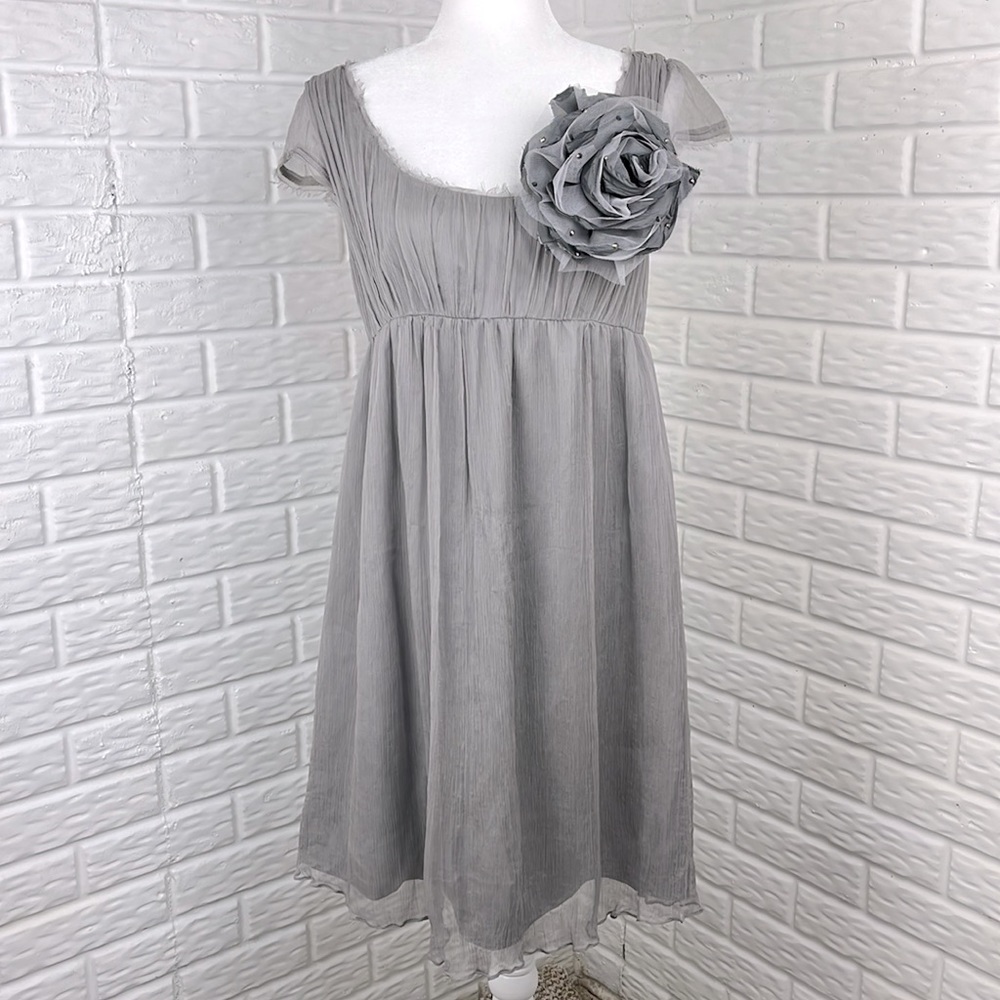 BLOOM 100% Silk Empire Waist Lined Detachable Large Flower US 8 UK 10